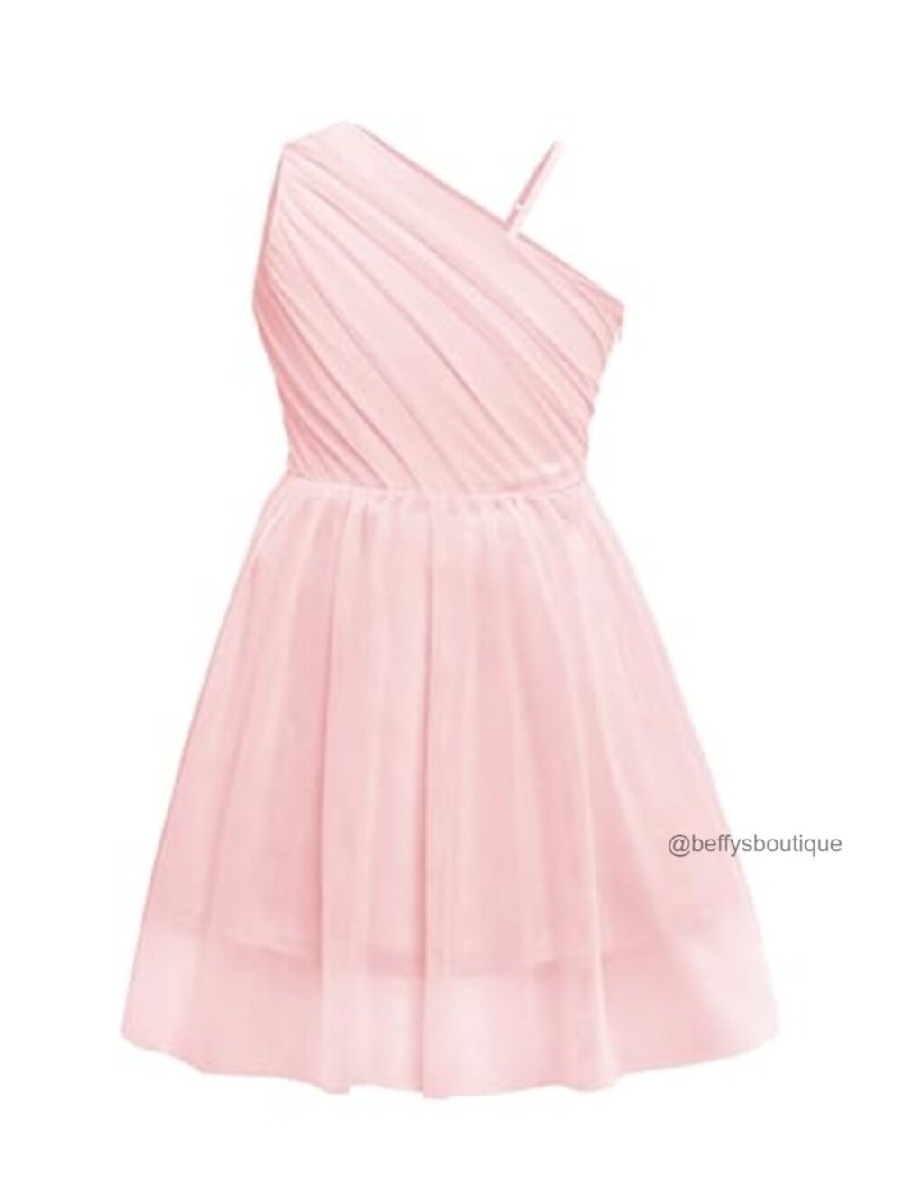 Girls One Shoulder Tulle Formal Party Dress Sleeveless A-Line Tutu